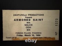 Vintage Armored Saint Concert Ticket Stub Perkins Palace Pasadena Mar 16, 1984