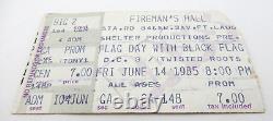 Vintage Black Flag Concert Ticket Stub Fireman's Hall Ft. Lauderdale 6-14-85