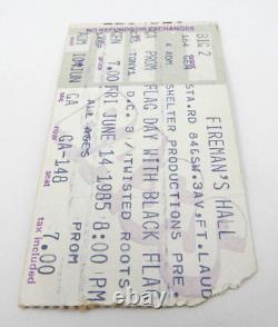 Vintage Black Flag Concert Ticket Stub Fireman's Hall Ft. Lauderdale 6-14-85