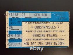 Vintage Guns N Roses Concert Ticket Stub Perkins Palace Pasadena Dec 28, 1987