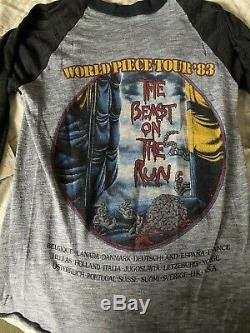 Vintage Iron Maiden World Piece Beast On The Run 1973 Concert Shirt Ticket Stub