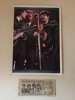 Vintage Rare 1964 Beatles Photo & 1966 Concert Ticket Stub DC Stadium Very Nice