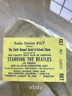 Vintage Rare THE BEATLES Original 8/19/1965 CONCERT TICKET STUB HOUSTON, TEXAS