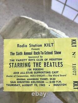 Vintage Rare THE BEATLES Original 8/19/1965 CONCERT TICKET STUB HOUSTON, TEXAS