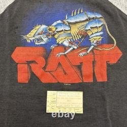 Vintage Ratt T-shirt and Concert Ticket Stub 1984 Ratt N Roll Tour Stitch Large