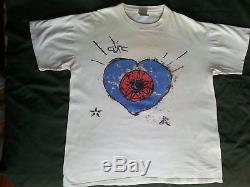 Vintage THE CURE 1992 Wish Tour Concert Tee Shirt White/Blue Heart & Ticket Stub