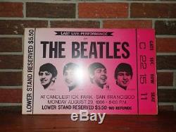 Vintage The Beatles Original Ticket Stub Poster from last concert in US