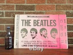 Vintage The Beatles Original Ticket Stub Poster from last concert in US