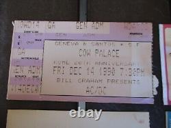 Vtg 1990, 1991, 1996 AC/DC Concert Ticket Stub Lot, 4 Tickets, Cow Palace, Shore