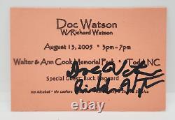 Vtg 2005 Doc Watson / Richard Watson Dual Auto Concert Ticket #0228 Bluegrass