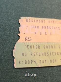 Vtg RUSH Concert Ticket Stub, Nov 20, 1982, Rosemont Horizon Chicago Misprint