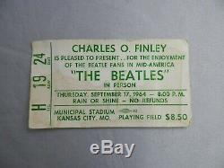 Vtg September 17, 1964 The Beatles Concert Ticket Stub Kansas City, Mo