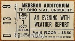 WEATHER REPORT (Band)-Jaco Pastorius-1977 Concert Ticket Stub (Columbus-Mershon)