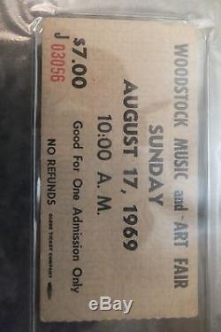 WOODSTOCK / JIMI HENDRIX PSA GRADED Original BLACK PRINT CONCERT Ticket STUB