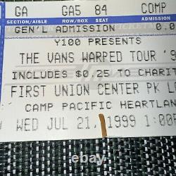 Warped Tour FULL UNUSED Concert Ticket Stub PHILLY 7/21/99 EMINEM BLINK-182
