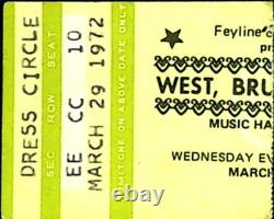West Bruce Laing Concert Ticket Stub Music Hall Houston TX Blues Rock 3/29/1972