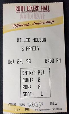 Willie Nelson STAGE WORN BANDANA + 2 Front Row Center 1998 CONCERT TICKET STUBS