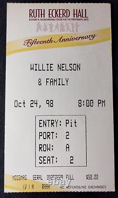 Willie Nelson STAGE WORN BANDANA + 2 Front Row Center 1998 CONCERT TICKET STUBS