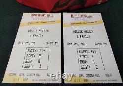 Willie Nelson STAGE WORN BANDANA + 2 Front Row Center 1998 CONCERT TICKET STUBS