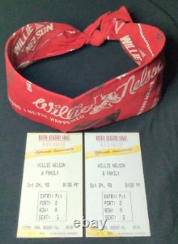 Willie Nelson STAGE WORN BANDANA + 2 Front Row Center 1998 CONCERT TICKET STUBS