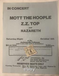 ZZ Top, Mott the Hoople, Nazareth 1973 Original concert handbill? & ticket stub