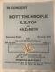 Zz Top, Mott The Hoople, Nazareth 1973 Original Concert Handbill? & Ticket Stub