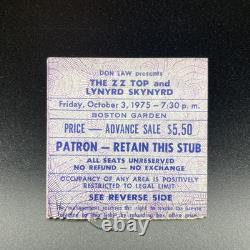 Zz Top, Lynyrd Skynyrd Concert Ticket Stub Oct 3, 1975 Boston Garden, Mass